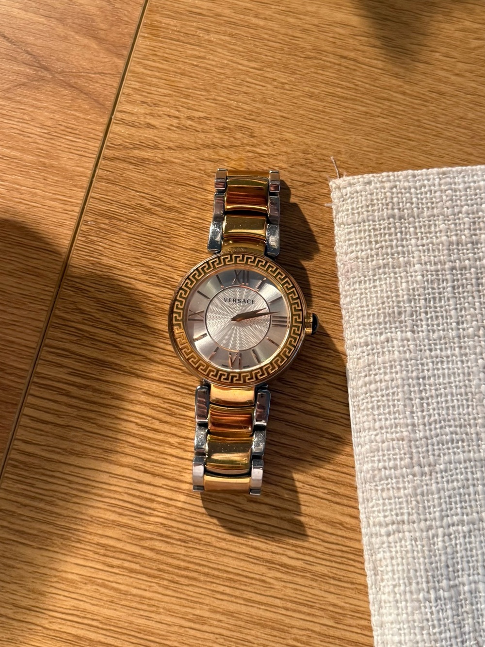 Versace Two-Tone Gold and Silver Medusa-Edge Bracelet Watch